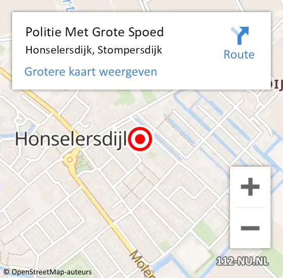Locatie op kaart van de 112 melding: Politie Met Grote Spoed Naar Honselersdijk, Stompersdijk op 5 maart 2024 20:04