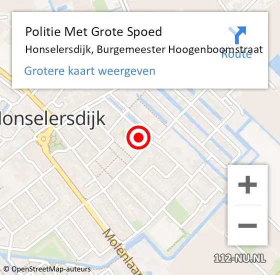 Locatie op kaart van de 112 melding: Politie Met Grote Spoed Naar Honselersdijk, Burgemeester Hoogenboomstraat op 5 maart 2024 20:07