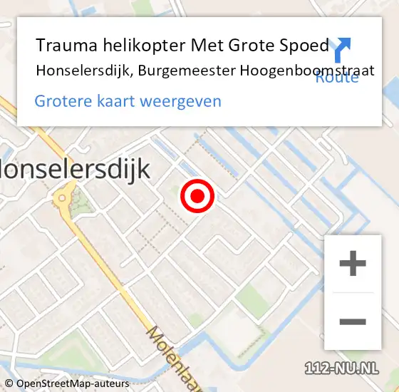 Locatie op kaart van de 112 melding: Trauma helikopter Met Grote Spoed Naar Honselersdijk, Burgemeester Hoogenboomstraat op 5 maart 2024 20:10