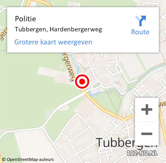 Locatie op kaart van de 112 melding: Politie Tubbergen, Hardenbergerweg op 5 maart 2024 20:48