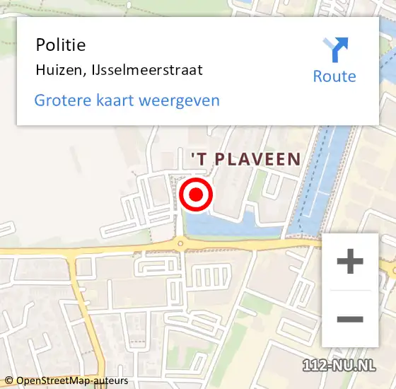 Locatie op kaart van de 112 melding: Politie Huizen, IJsselmeerstraat op 5 maart 2024 21:02