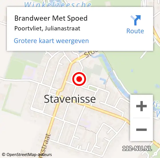 Locatie op kaart van de 112 melding: Brandweer Met Spoed Naar Poortvliet, Julianastraat op 5 maart 2024 21:50