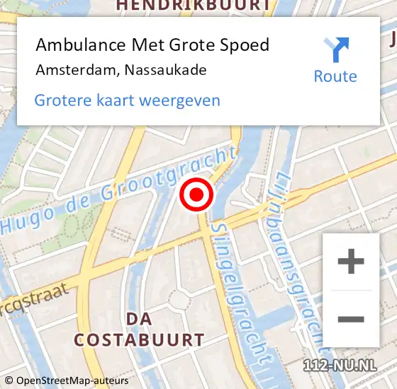 Locatie op kaart van de 112 melding: Ambulance Met Grote Spoed Naar Amsterdam, Nassaukade op 5 maart 2024 22:01