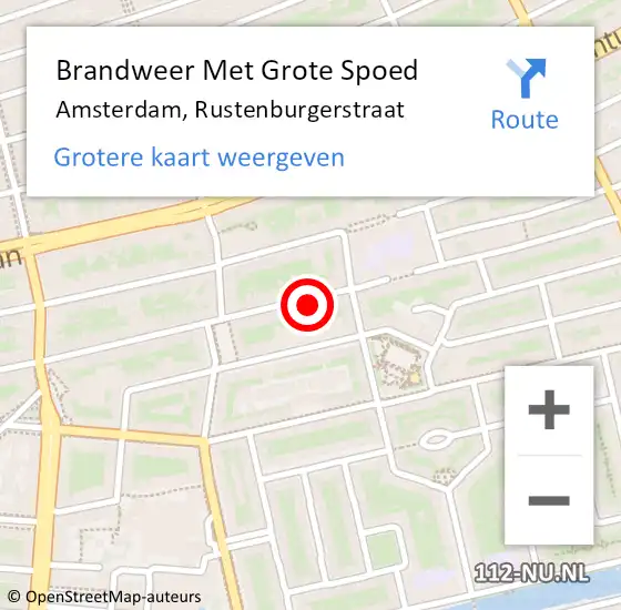 Locatie op kaart van de 112 melding: Brandweer Met Grote Spoed Naar Amsterdam, Rustenburgerstraat op 5 maart 2024 22:02