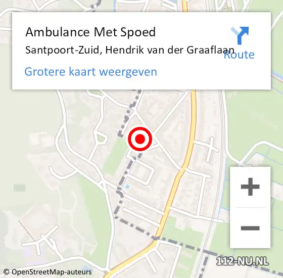 Locatie op kaart van de 112 melding: Ambulance Met Spoed Naar Santpoort-Zuid, Hendrik van der Graaflaan op 5 maart 2024 22:08