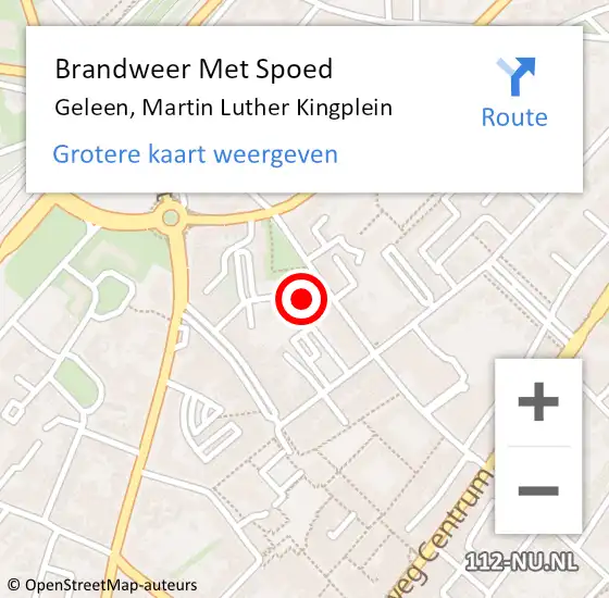 Locatie op kaart van de 112 melding: Brandweer Met Spoed Naar Geleen, Martin Luther Kingplein op 5 maart 2024 22:54