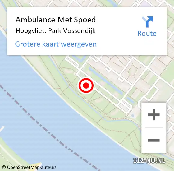 Locatie op kaart van de 112 melding: Ambulance Met Spoed Naar Hoogvliet, Park Vossendijk op 5 maart 2024 23:09