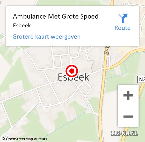 Locatie op kaart van de 112 melding: Ambulance Met Grote Spoed Naar Esbeek op 6 maart 2024 00:15