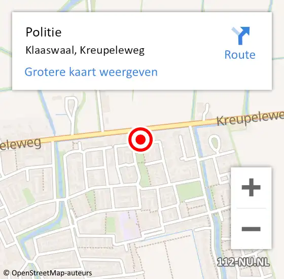 Locatie op kaart van de 112 melding: Politie Klaaswaal, Kreupeleweg op 6 maart 2024 00:38