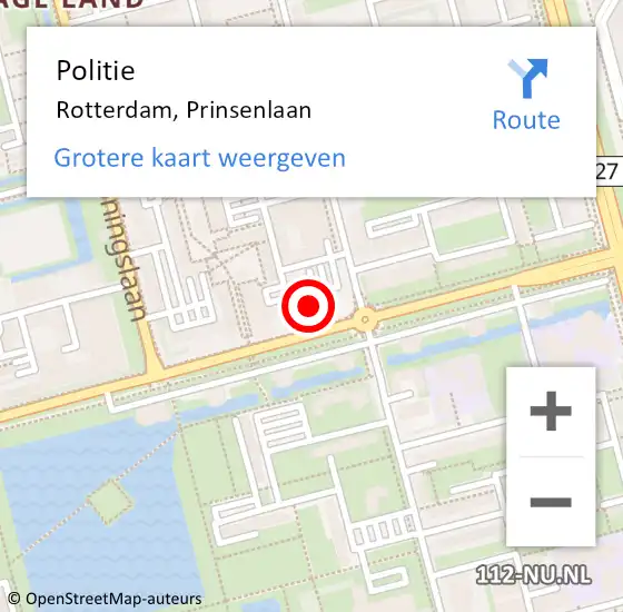 Locatie op kaart van de 112 melding: Politie Rotterdam, Prinsenlaan op 6 maart 2024 01:02