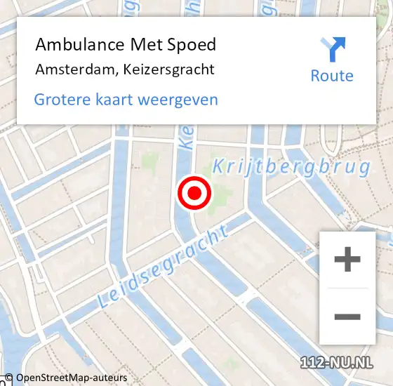 Locatie op kaart van de 112 melding: Ambulance Met Spoed Naar Amsterdam, Keizersgracht op 6 maart 2024 03:09