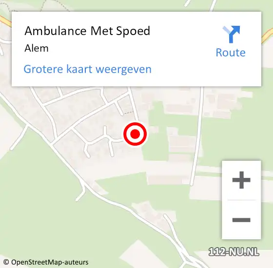 Locatie op kaart van de 112 melding: Ambulance Met Spoed Naar Alem op 6 maart 2024 04:38