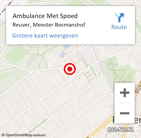 Locatie op kaart van de 112 melding: Ambulance Met Spoed Naar Reuver, Meester Bosmanshof op 6 maart 2024 06:02