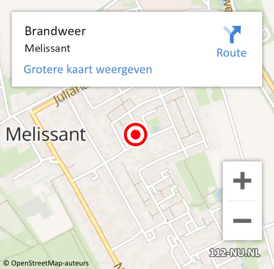 Locatie op kaart van de 112 melding: Brandweer Melissant op 6 maart 2024 07:28