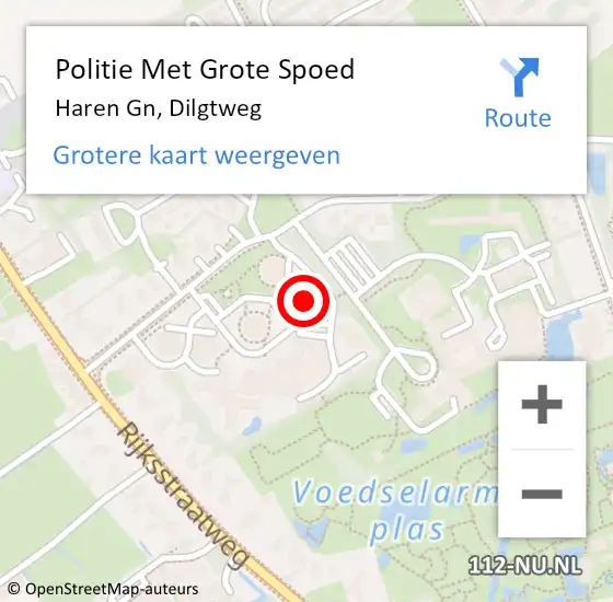 Locatie op kaart van de 112 melding: Politie Met Grote Spoed Naar Haren Gn, Dilgtweg op 6 maart 2024 08:09