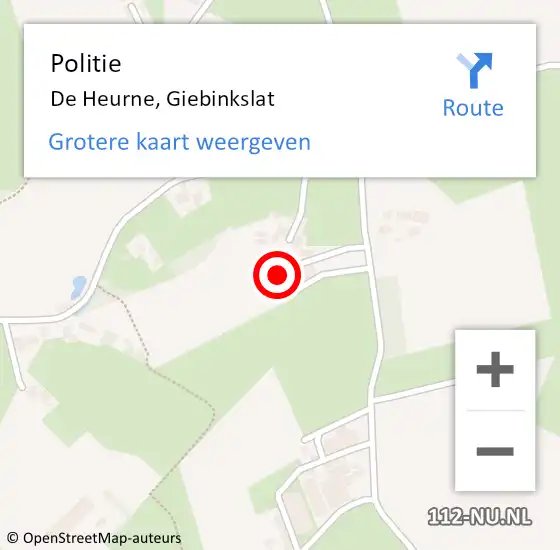 Locatie op kaart van de 112 melding: Politie De Heurne, Giebinkslat op 6 maart 2024 08:13