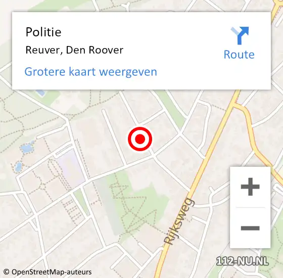 Locatie op kaart van de 112 melding: Politie Reuver, Den Roover op 6 maart 2024 08:20