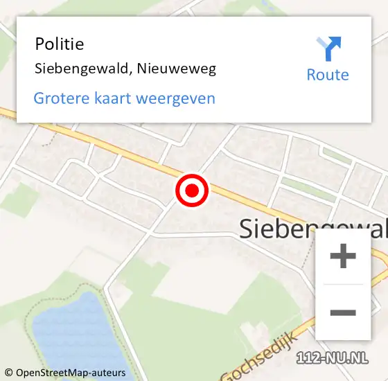 Locatie op kaart van de 112 melding: Politie Siebengewald, Nieuweweg op 6 maart 2024 08:20