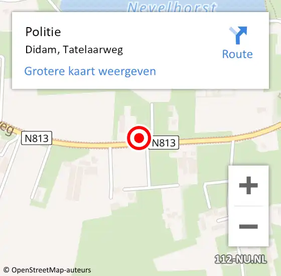 Locatie op kaart van de 112 melding: Politie Didam, Tatelaarweg op 6 maart 2024 08:28