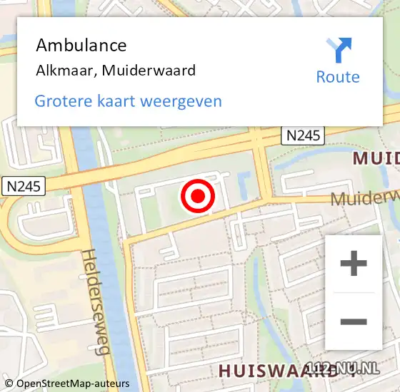 Locatie op kaart van de 112 melding: Ambulance Alkmaar, Muiderwaard op 6 maart 2024 08:58