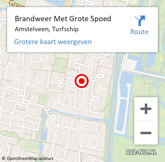 Locatie op kaart van de 112 melding: Brandweer Met Grote Spoed Naar Amstelveen, Turfschip op 6 maart 2024 09:26