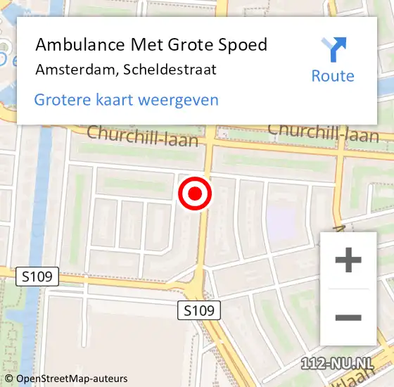 Locatie op kaart van de 112 melding: Ambulance Met Grote Spoed Naar Amsterdam, Scheldestraat op 6 maart 2024 10:06