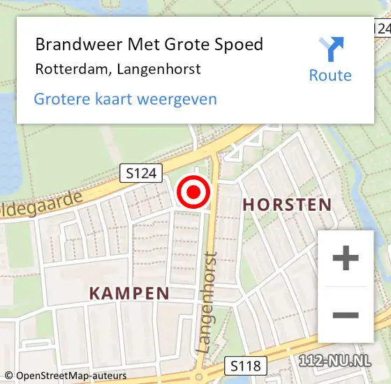 Locatie op kaart van de 112 melding: Brandweer Met Grote Spoed Naar Rotterdam, Langenhorst op 6 maart 2024 10:09