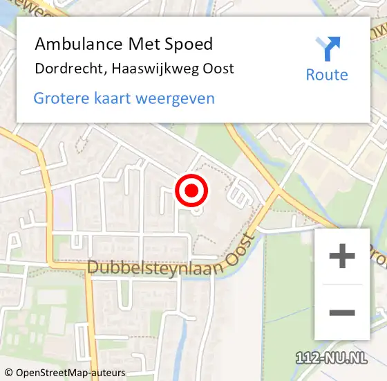 Locatie op kaart van de 112 melding: Ambulance Met Spoed Naar Dordrecht, Haaswijkweg Oost op 6 maart 2024 10:21