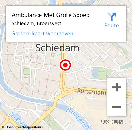 Locatie op kaart van de 112 melding: Ambulance Met Grote Spoed Naar Schiedam, Broersvest op 6 maart 2024 11:38