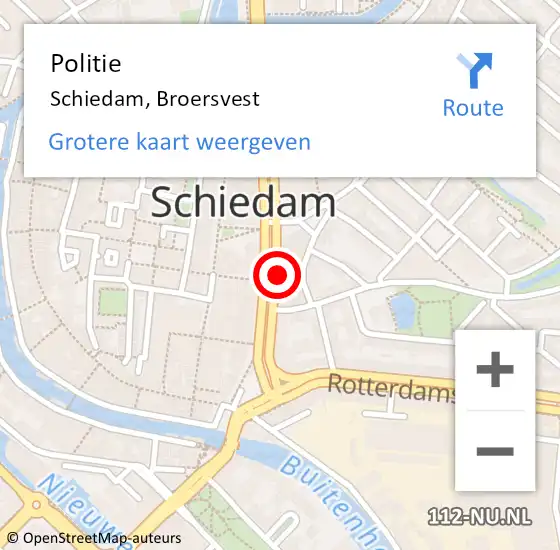 Locatie op kaart van de 112 melding: Politie Schiedam, Broersvest op 6 maart 2024 11:38