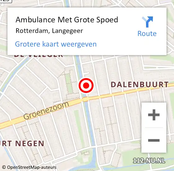 Locatie op kaart van de 112 melding: Ambulance Met Grote Spoed Naar Rotterdam, Langegeer op 6 maart 2024 11:45