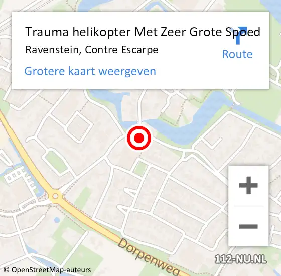 Locatie op kaart van de 112 melding: Trauma helikopter Met Zeer Grote Spoed Naar Ravenstein, Contre Escarpe op 6 maart 2024 11:46
