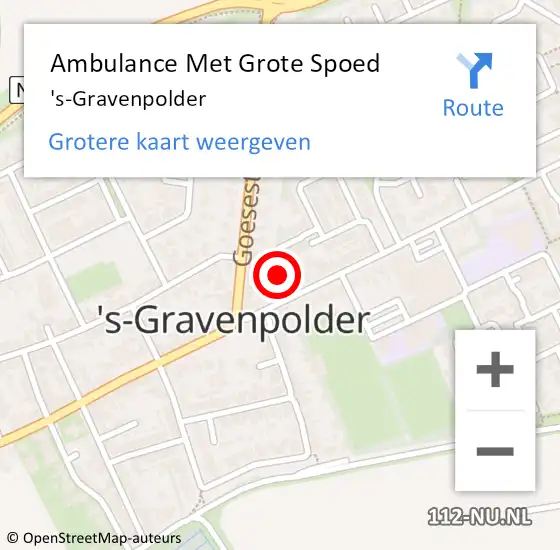 Locatie op kaart van de 112 melding: Ambulance Met Grote Spoed Naar 's-Gravenpolder op 6 maart 2024 11:59