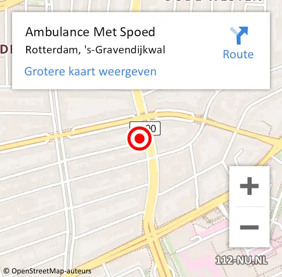 Locatie op kaart van de 112 melding: Ambulance Met Spoed Naar Rotterdam, 's-Gravendijkwal op 6 maart 2024 12:04
