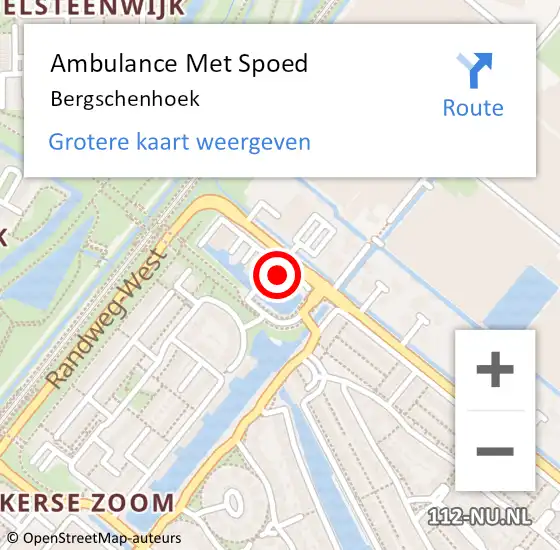 Locatie op kaart van de 112 melding: Ambulance Met Spoed Naar Bergschenhoek op 6 maart 2024 12:10