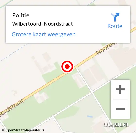 Locatie op kaart van de 112 melding: Politie Wilbertoord, Noordstraat op 6 maart 2024 12:47