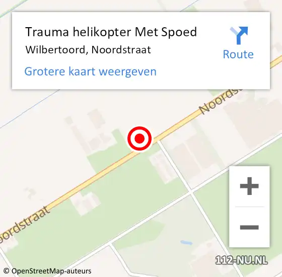 Locatie op kaart van de 112 melding: Trauma helikopter Met Spoed Naar Wilbertoord, Noordstraat op 6 maart 2024 12:50