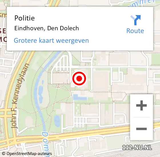 Locatie op kaart van de 112 melding: Politie Eindhoven, Den Dolech op 6 maart 2024 13:39