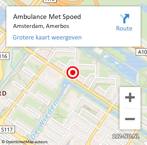 Locatie op kaart van de 112 melding: Ambulance Met Spoed Naar Amsterdam, Amerbos op 6 maart 2024 13:43