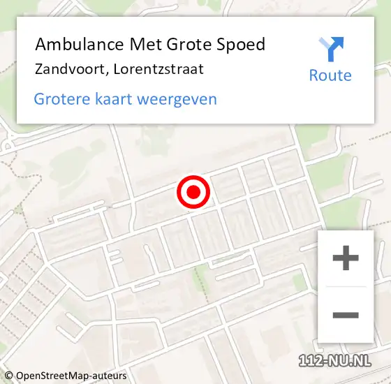 Locatie op kaart van de 112 melding: Ambulance Met Grote Spoed Naar Zandvoort, Lorentzstraat op 6 maart 2024 13:45