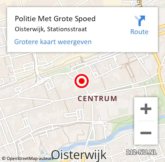 Locatie op kaart van de 112 melding: Politie Met Grote Spoed Naar Oisterwijk, Stationsstraat op 6 maart 2024 13:47