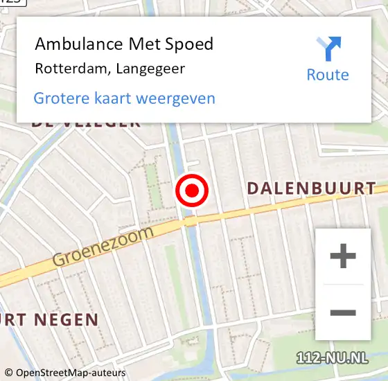 Locatie op kaart van de 112 melding: Ambulance Met Spoed Naar Rotterdam, Langegeer op 6 maart 2024 14:01