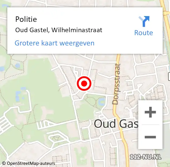 Locatie op kaart van de 112 melding: Politie Oud Gastel, Wilhelminastraat op 6 maart 2024 14:39