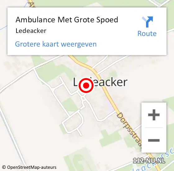 Locatie op kaart van de 112 melding: Ambulance Met Grote Spoed Naar Ledeacker op 6 maart 2024 14:46