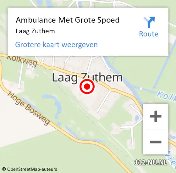 Locatie op kaart van de 112 melding: Ambulance Met Grote Spoed Naar Laag Zuthem op 6 maart 2024 14:46