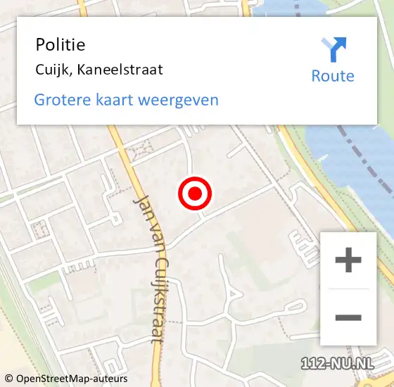 Locatie op kaart van de 112 melding: Politie Cuijk, Kaneelstraat op 6 maart 2024 14:46