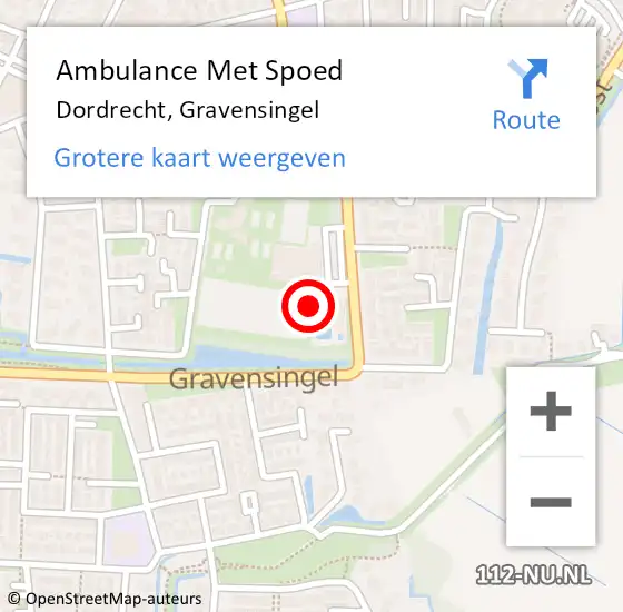 Locatie op kaart van de 112 melding: Ambulance Met Spoed Naar Dordrecht, Gravensingel op 6 maart 2024 14:52