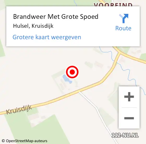 Locatie op kaart van de 112 melding: Brandweer Met Grote Spoed Naar Hulsel, Kruisdijk op 6 maart 2024 15:00