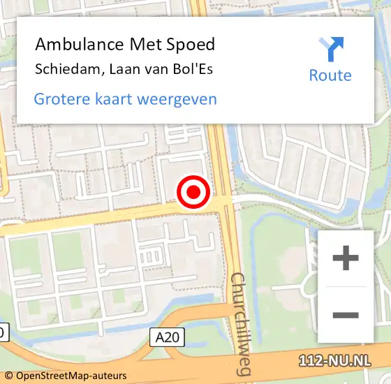 Locatie op kaart van de 112 melding: Ambulance Met Spoed Naar Schiedam, Laan van Bol'Es op 6 maart 2024 15:11