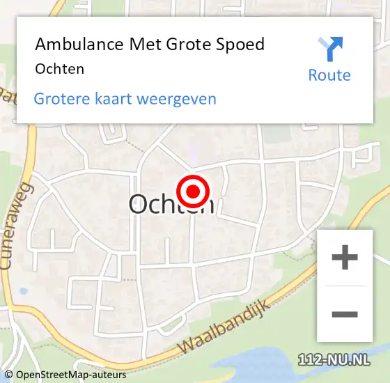 Locatie op kaart van de 112 melding: Ambulance Met Grote Spoed Naar Ochten op 6 maart 2024 15:55